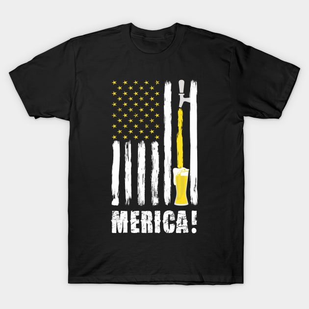 Craft Beer American Flag USA T-Shirt, 4th July MERICA T-Shirt T-Shirt by Pannolinno
